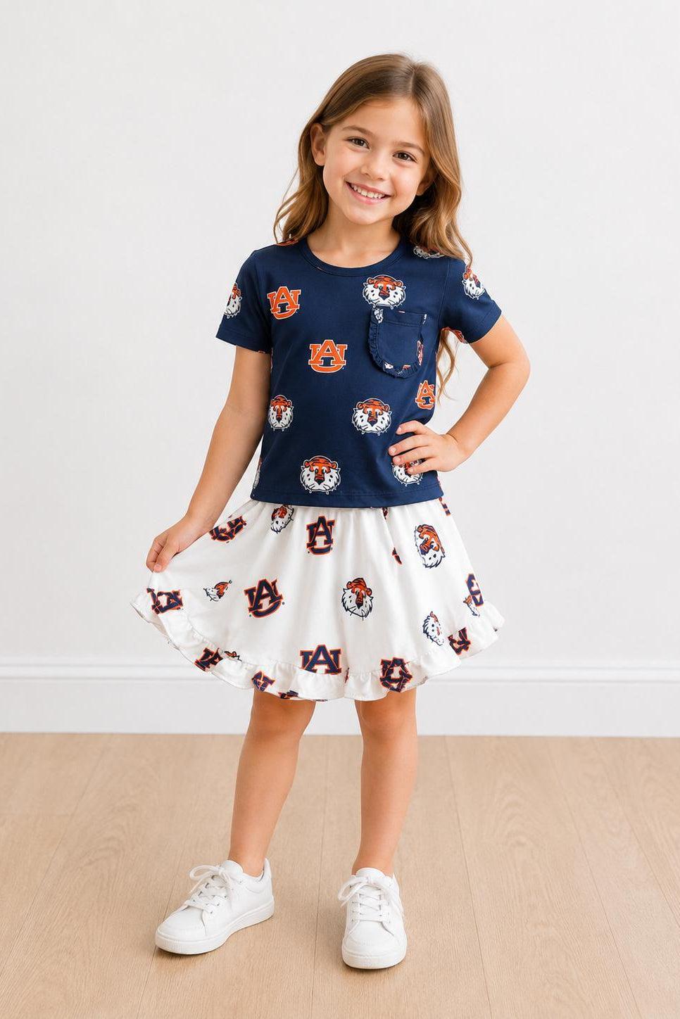 Auburn White Aubie Ruffle Twirl Skort - Aaria Tees Aaria Tees