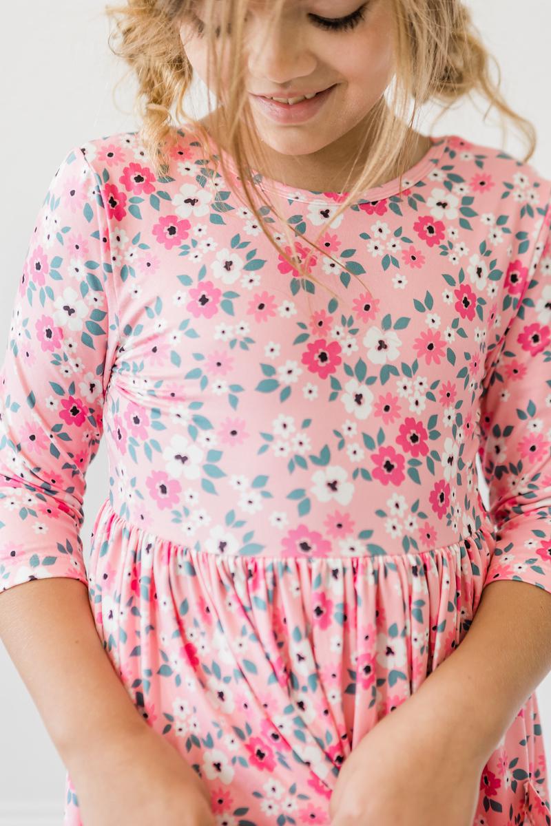Azalea 3/4 Sleeve Pocket Twirl Dress - Aaria Tees Aaria Tees