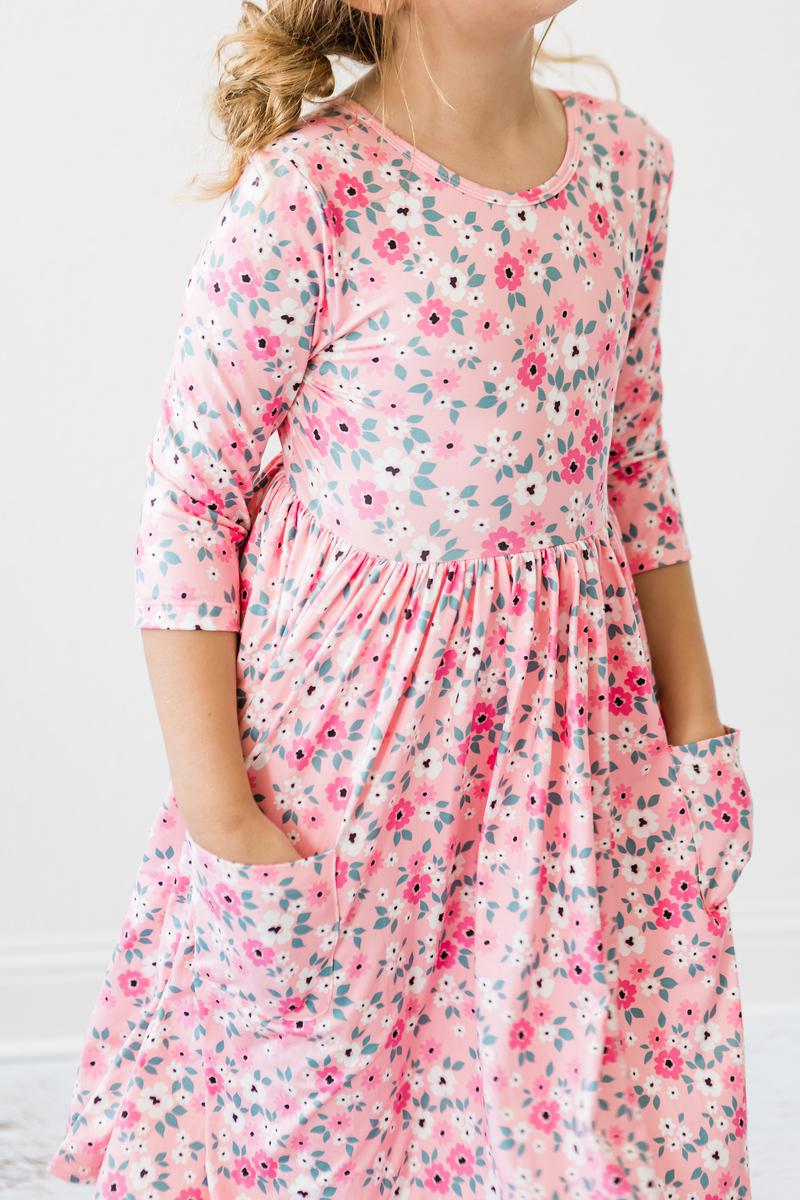 Azalea 3/4 Sleeve Pocket Twirl Dress - Aaria Tees Aaria Tees