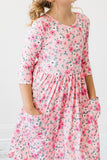 Azalea 3/4 Sleeve Pocket Twirl Dress - Aaria Tees Aaria Tees
