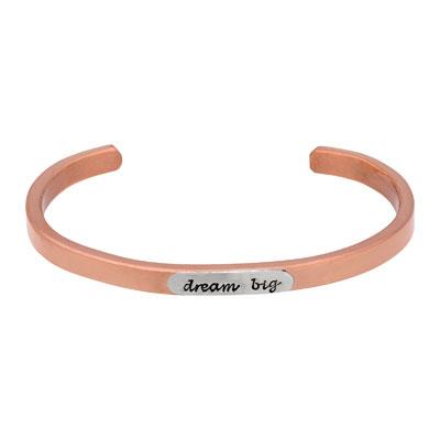 Dream Big Silver & Copper Cuff Bracelet - Aaria Tees
