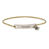 Hello Beautiful Sterling Silver Bangle Bracelet - Aaria Tees Aaria Tees