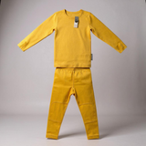 Premium Kids 100% Merino Wool Baselayer - Ultra-Soft thermal Underlayer - Mustard Aaria Tees