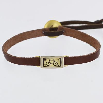 Bicycle Mixed Metals Bracelet On Sienna Leather - Aaria Tees Aaria Tees