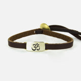 Om Symbol Mixed Metal & Leather Bracelet - Aaria Tees Aaria Tees