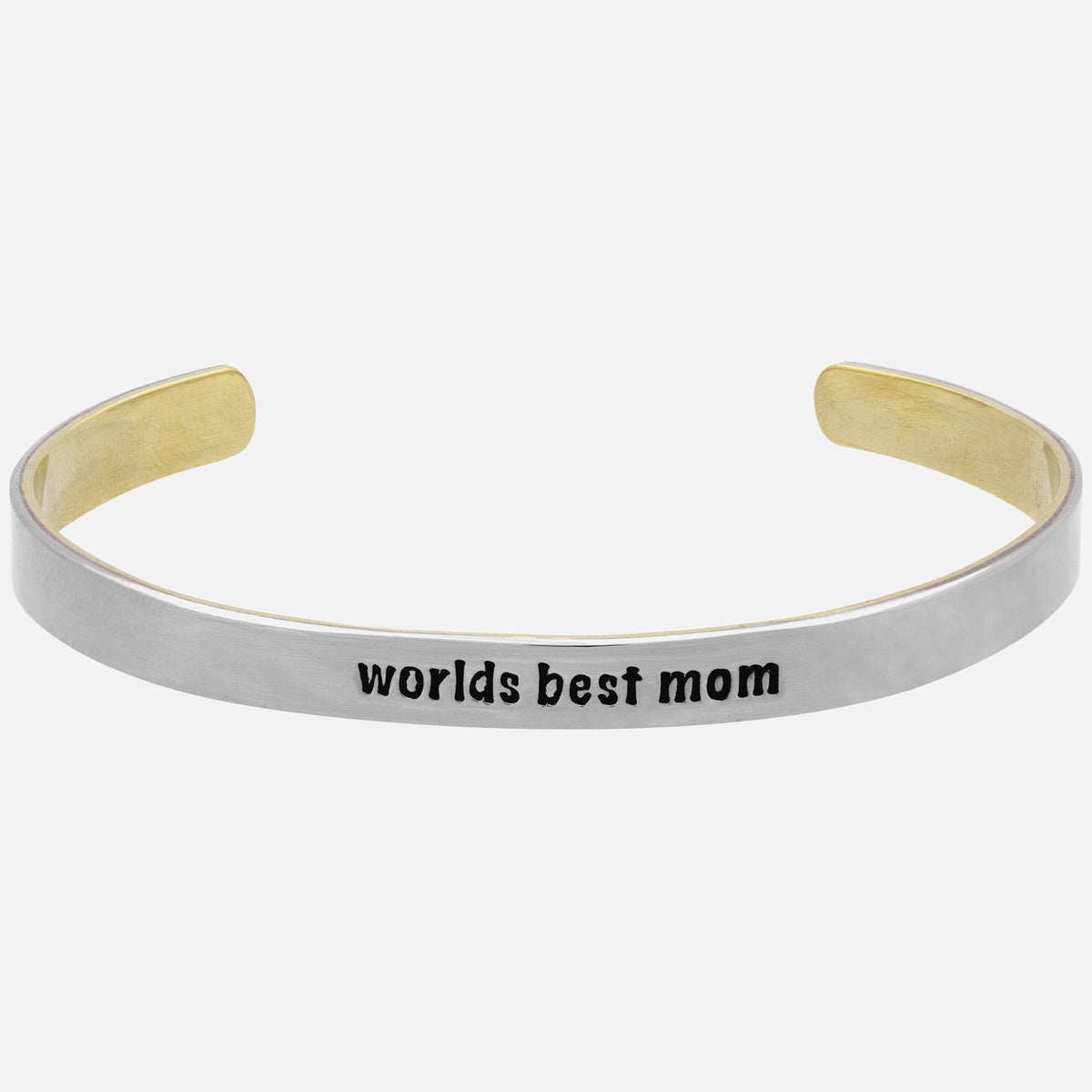 Worlds Best Mom Mixed Metals Cuff Bracelet - Aaria Tees