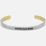 Worlds Best Mom Mixed Metals Cuff Bracelet - Aaria Tees Aaria Tees