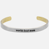 Worlds Best Mom Mixed Metals Cuff Bracelet - Aaria Tees Aaria Tees