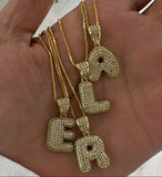 Pave Bubble Initial Necklace Aaria Tees