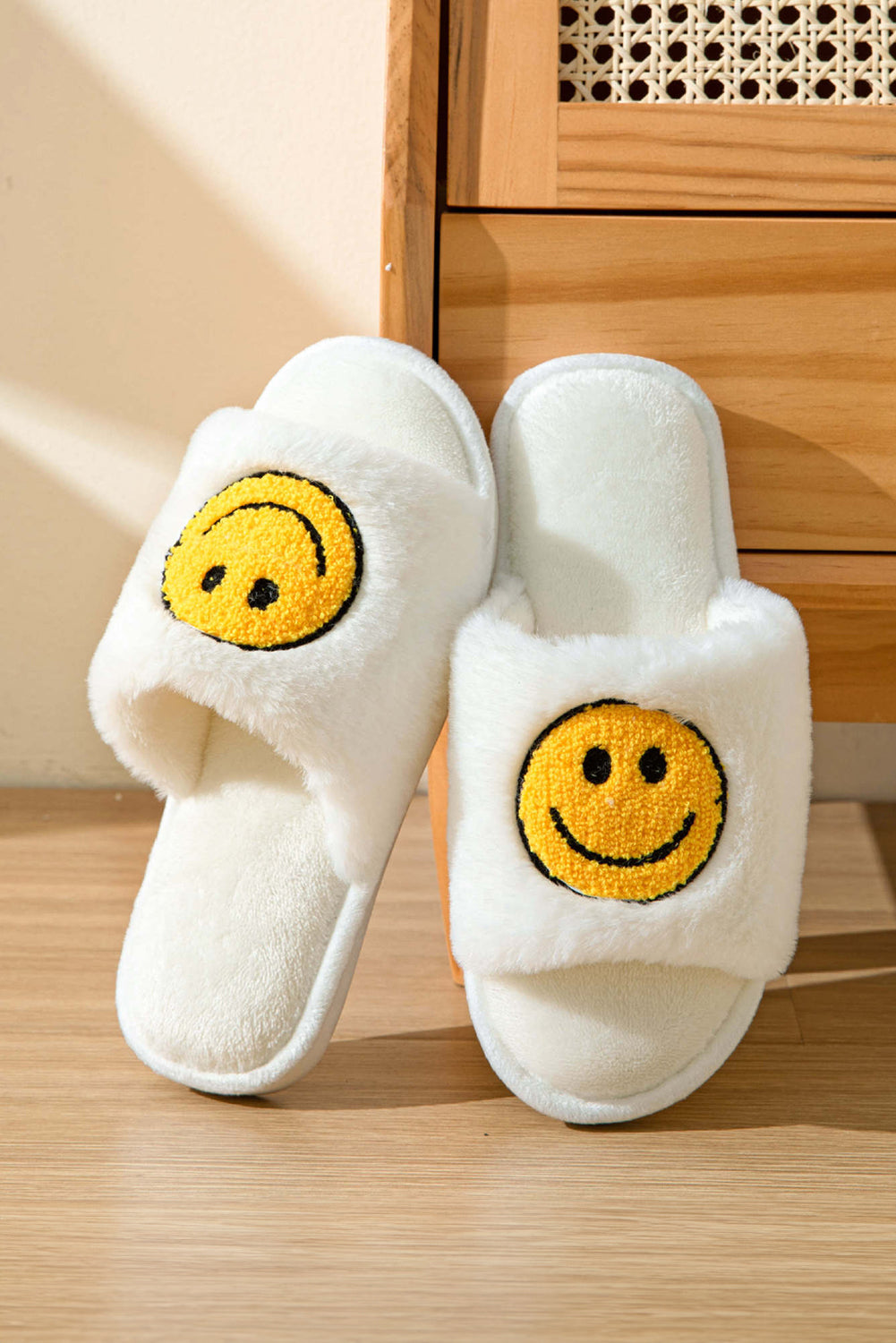 Smile Emoji Graphic Plush Home Slippers - Aaria Tees Aaria Tees