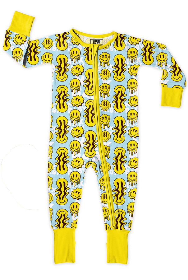 TRIPPY SMILES BLUE BAMBOO ZIPPY - Aaria Tees Aaria Tees