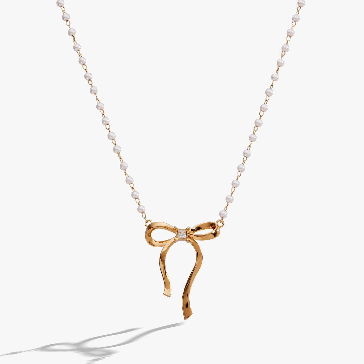 Bow Pearl Coquette Necklace - Aaria Tees