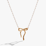 Bow Pearl Coquette Necklace - Aaria Tees Aaria Tees