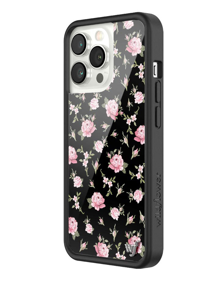 Black and Pink Floral iPhone Case - Aaria Tees Aaria Tees