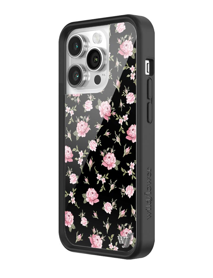 Black and Pink Floral iPhone Case - Aaria Tees Aaria Tees