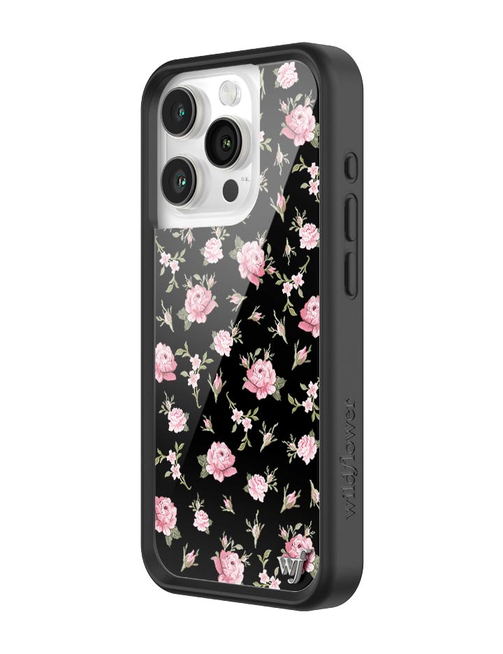Black and Pink Floral iPhone Case - Aaria Tees Aaria Tees
