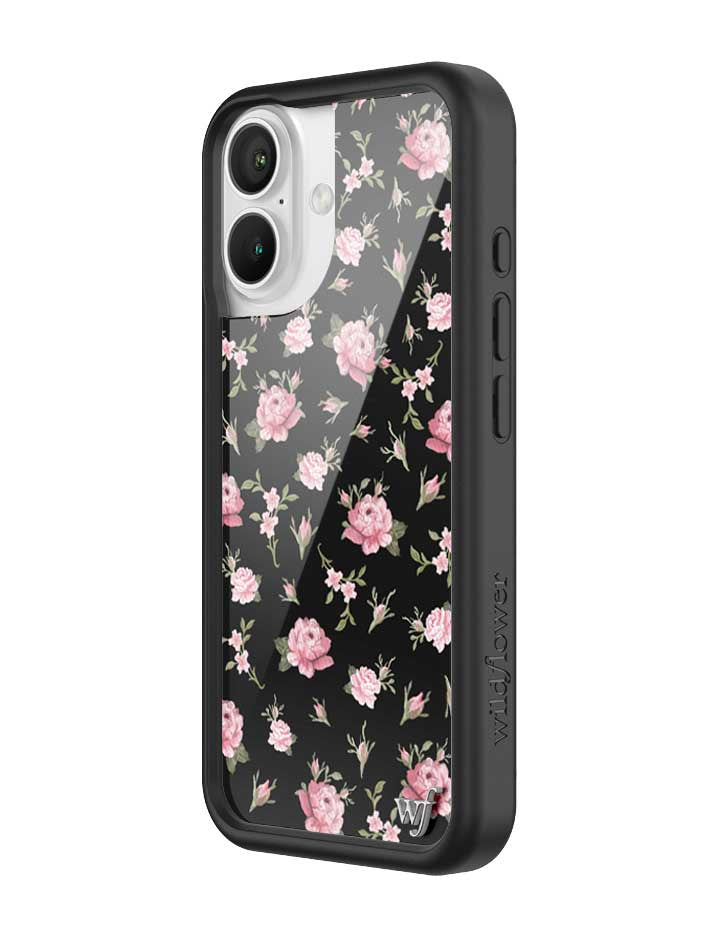 Black and Pink Floral iPhone Case - Aaria Tees Aaria Tees