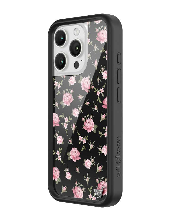 Black and Pink Floral iPhone Case - Aaria Tees Aaria Tees