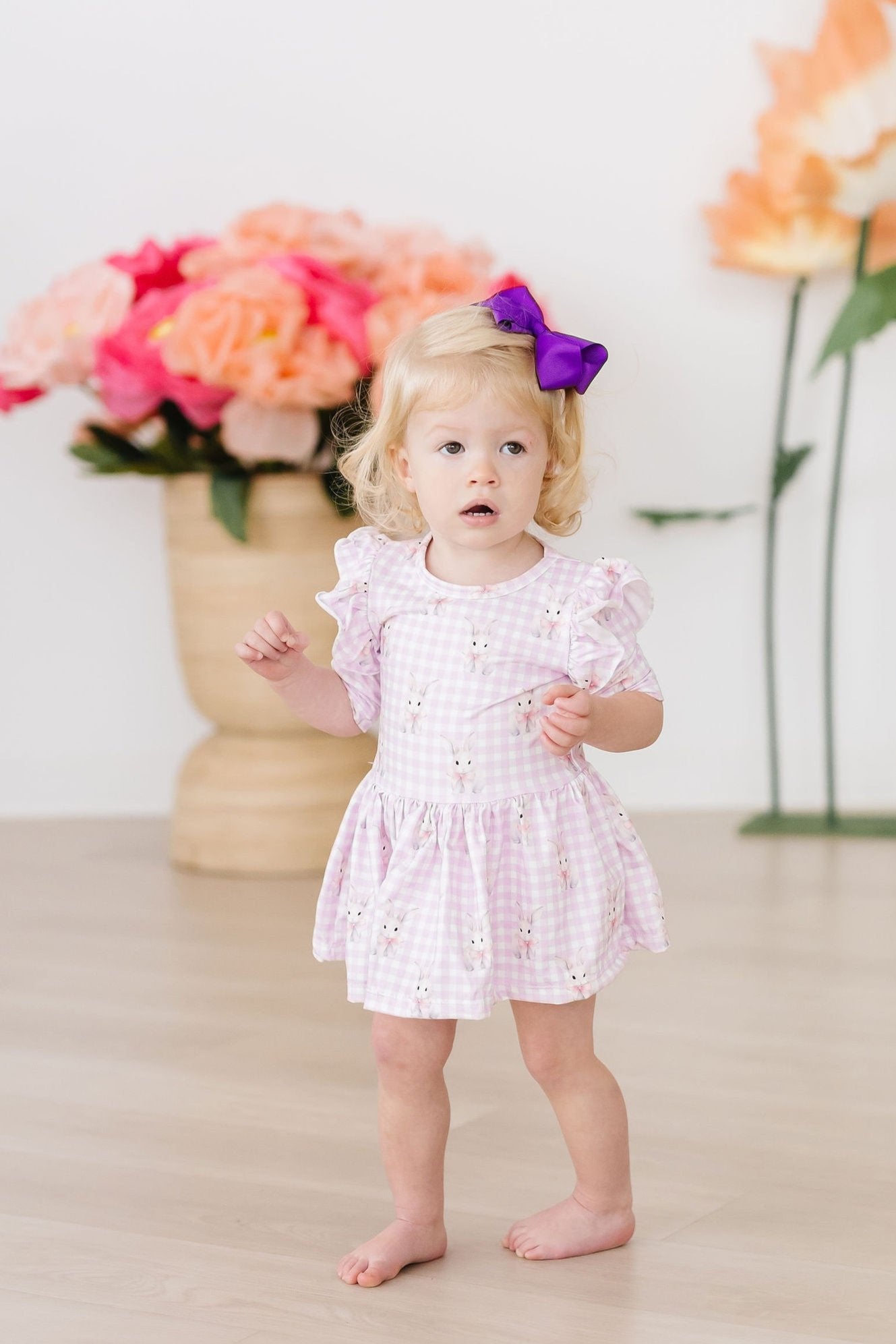 Baby Bunnies 3/4 Sleeve Flutter Twirl Bodysuit - Aaria Tees Aaria Tees