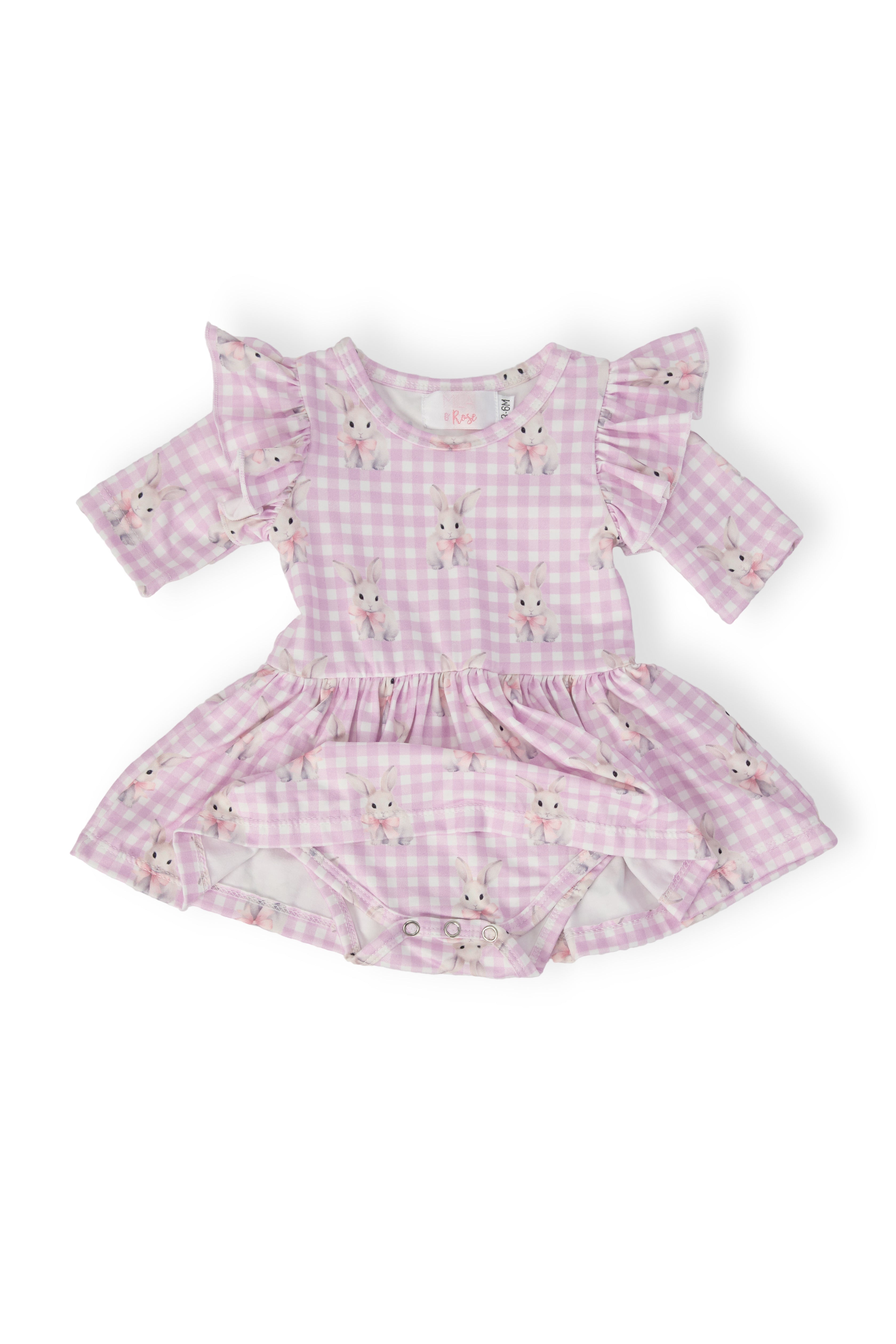 Baby Bunnies 3/4 Sleeve Flutter Twirl Bodysuit - Aaria Tees Aaria Tees