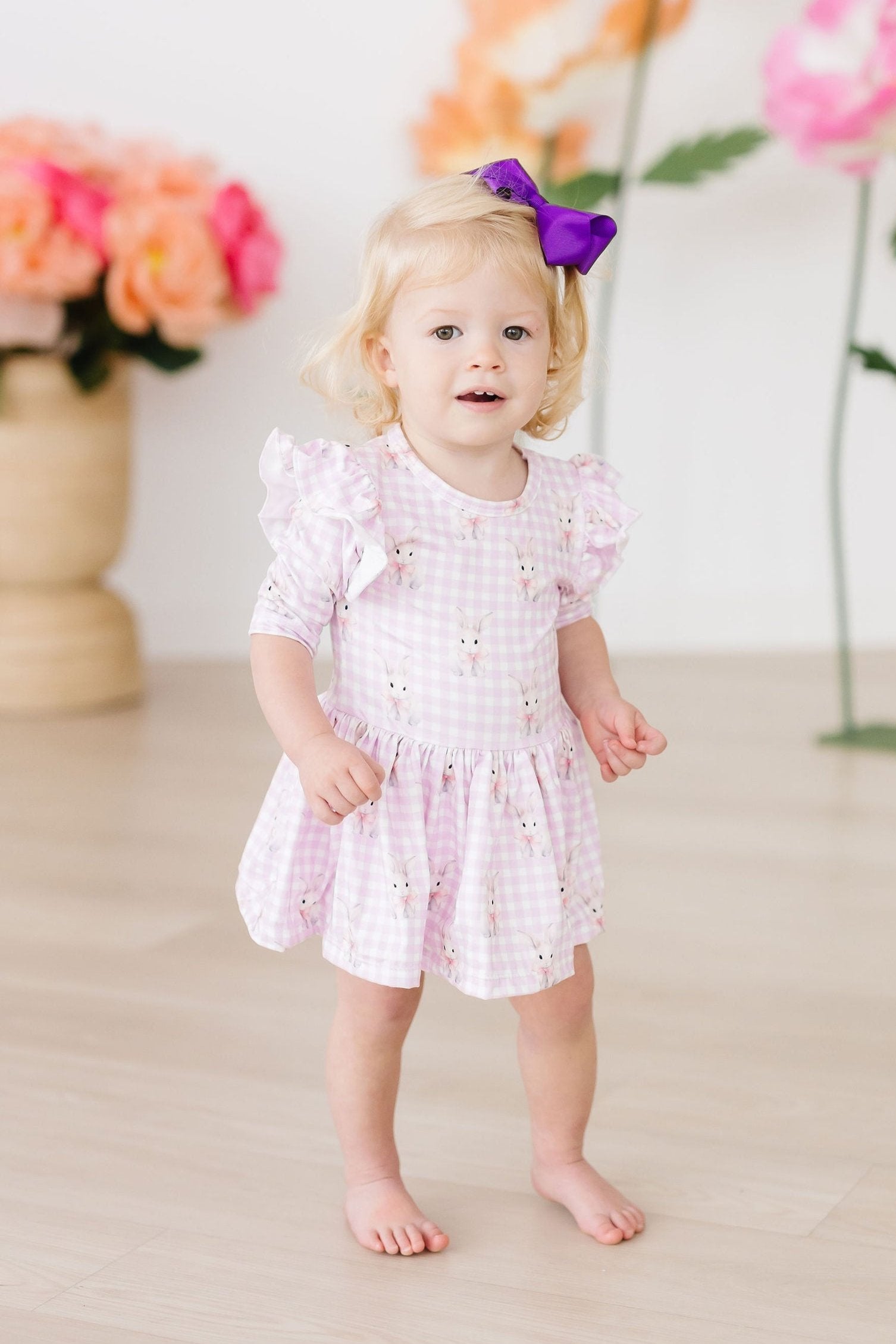 Baby Bunnies 3/4 Sleeve Flutter Twirl Bodysuit - Aaria Tees Aaria Tees