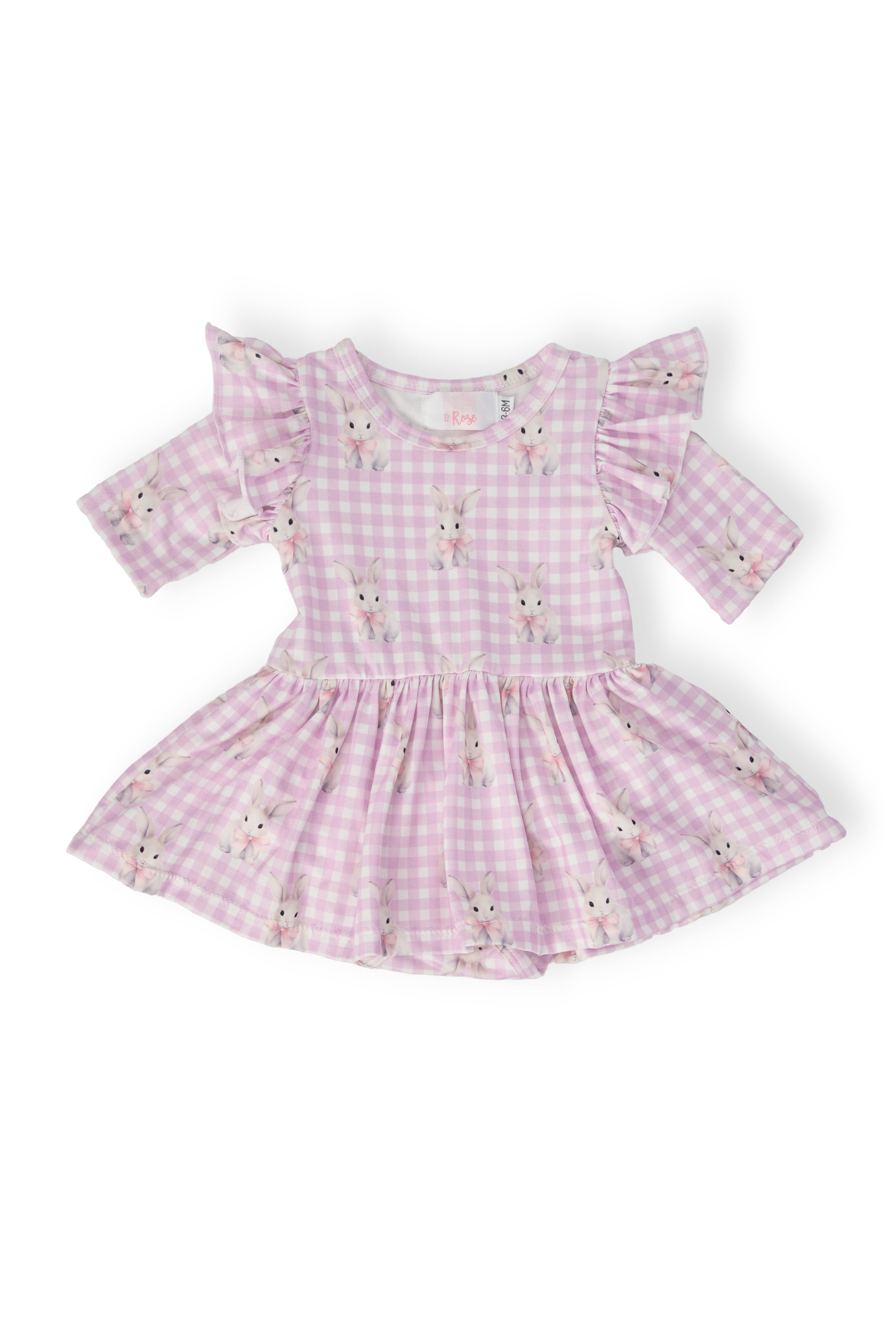 Baby Bunnies 3/4 Sleeve Flutter Twirl Bodysuit - Aaria Tees Aaria Tees