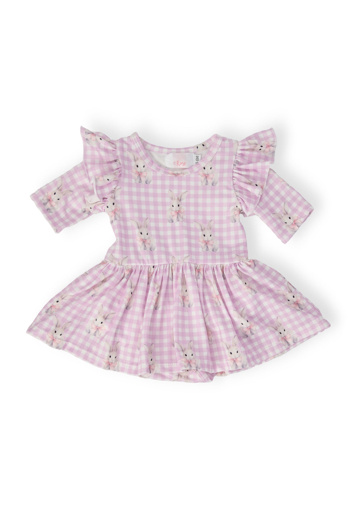 Baby Bunnies 3/4 Sleeve Flutter Twirl Bodysuit - Aaria Tees