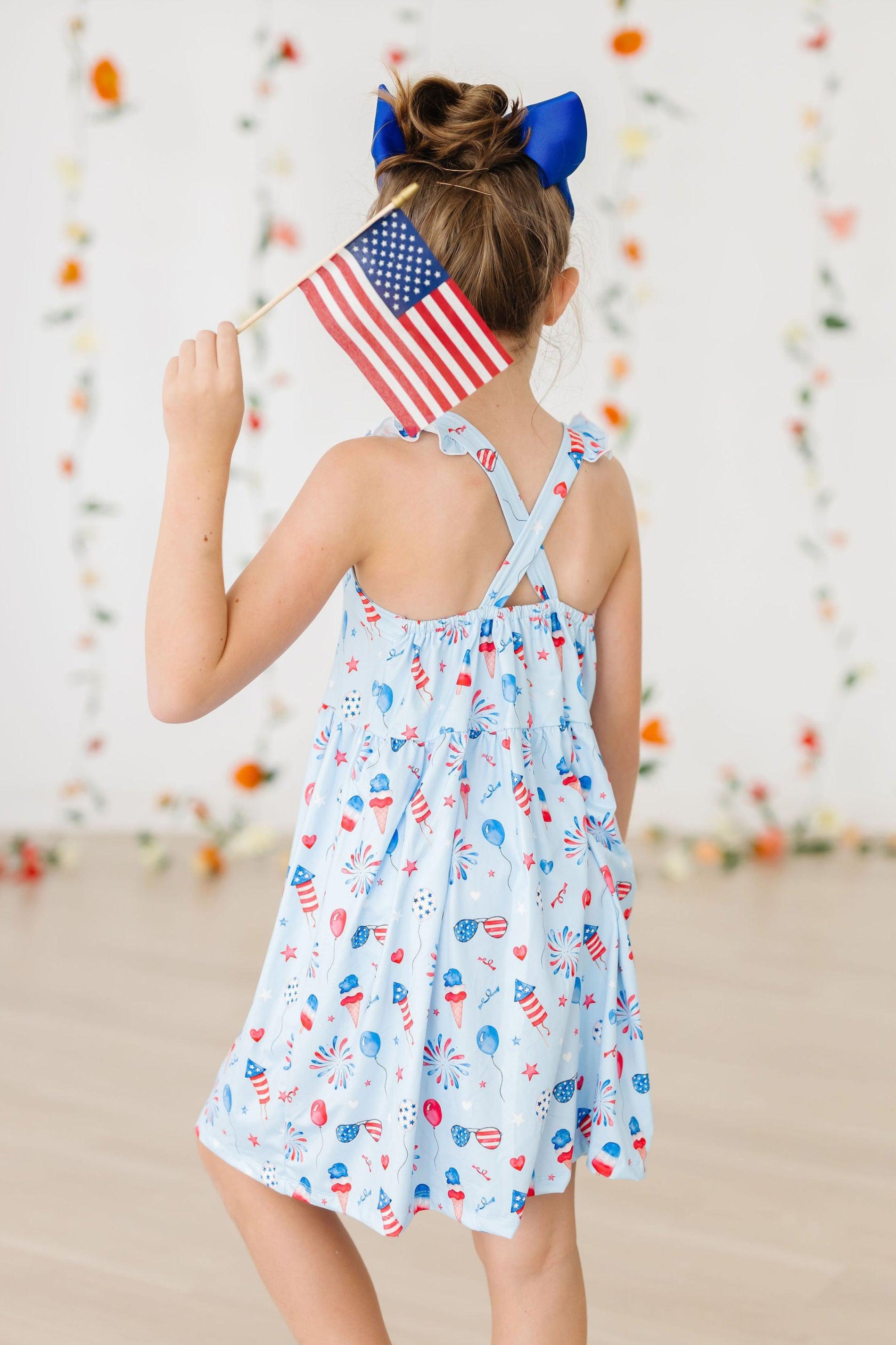 Baby You're a Firework Ruffle Cross Back Dress - Aaria Tees Aaria Tees