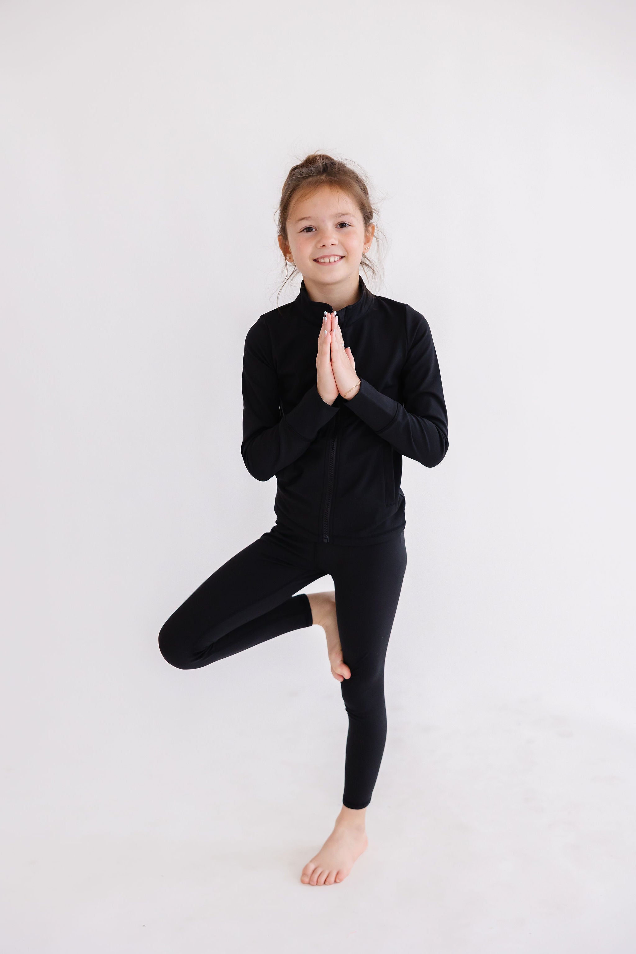 SALE Balanced Black Full-Zip Ruffle Active Jacket - Aaria Tees Aaria Tees