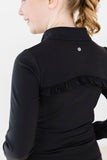 SALE Balanced Black Full-Zip Ruffle Active Jacket - Aaria Tees Aaria Tees