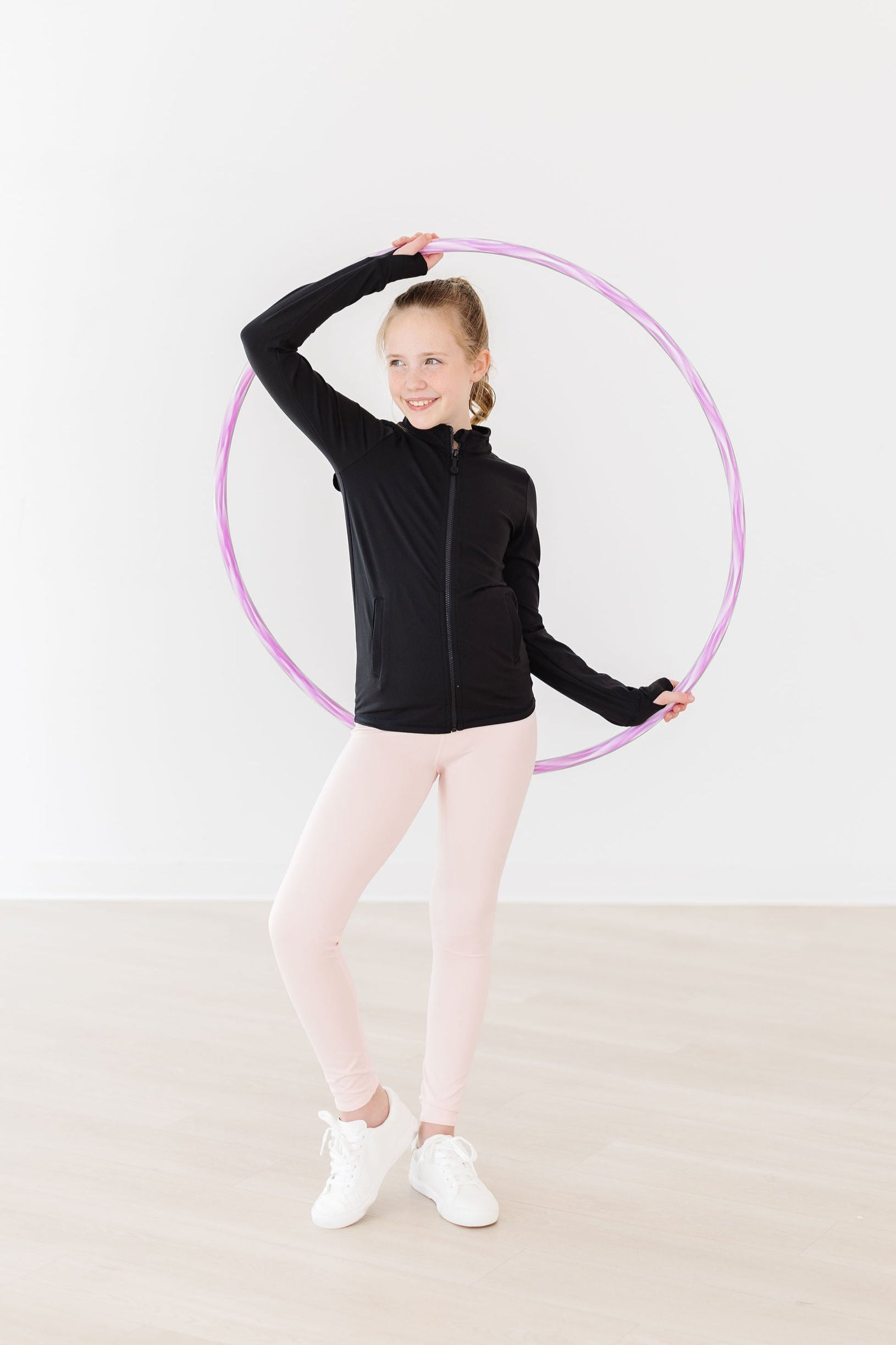 Balanced Black Full-Zip Ruffle Active Jacket - Aaria Tees Aaria Tees