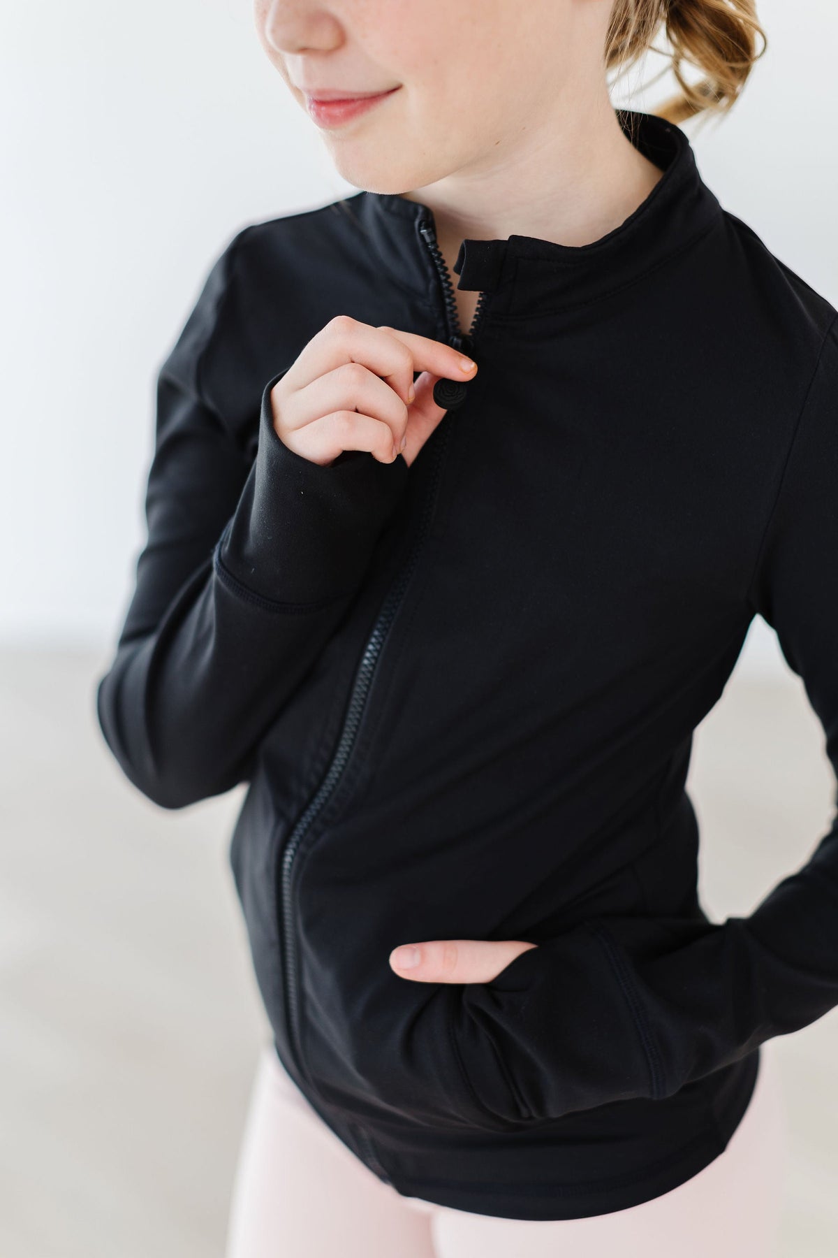 SALE Balanced Black Full-Zip Ruffle Active Jacket - Aaria Tees