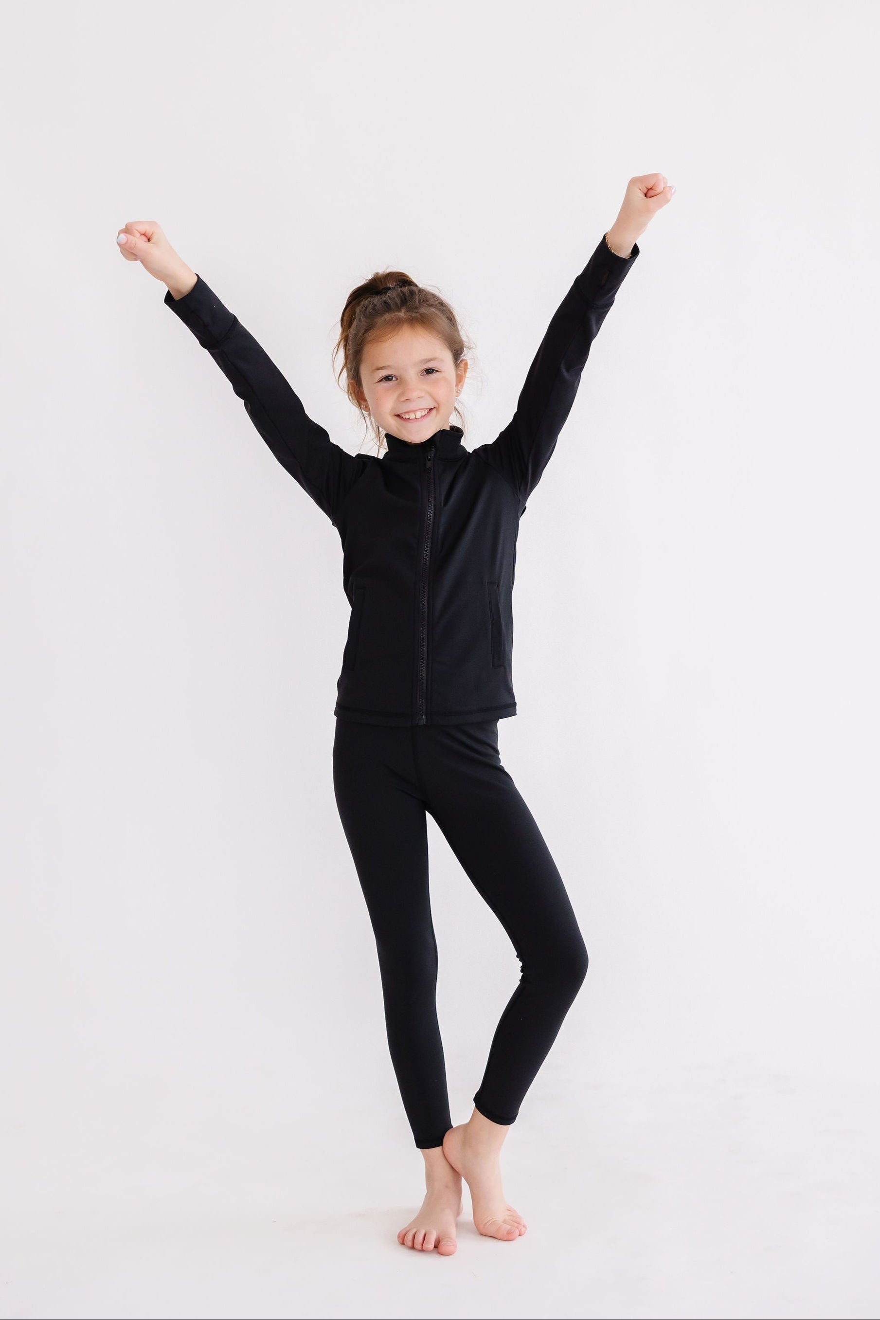 SALE Balanced Black Full-Zip Ruffle Active Jacket - Aaria Tees Aaria Tees