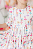 Ballerina Bows 3/4 Sleeve Pocket Twirl Dress - Aaria Tees Aaria Tees
