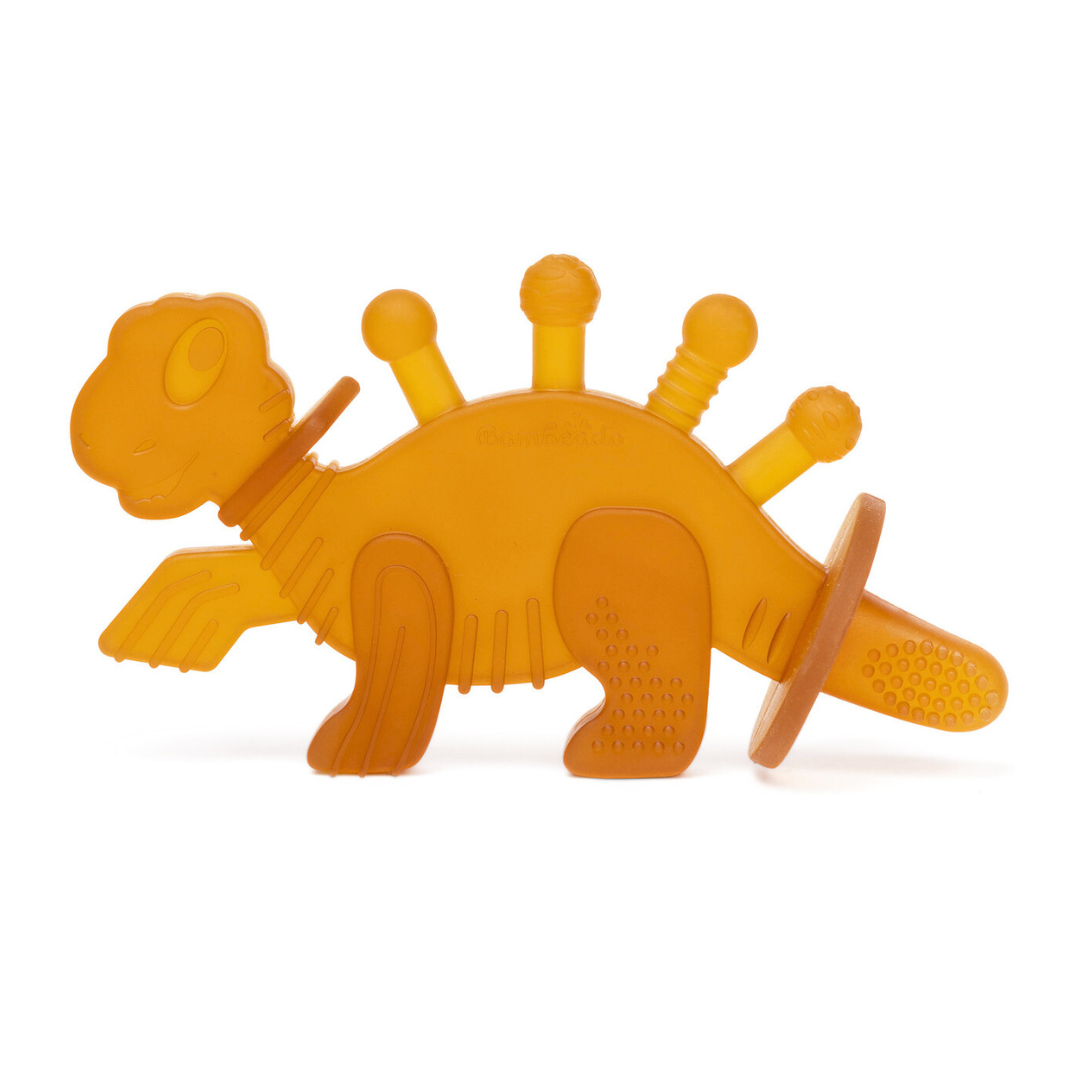 Dibly Amber - Baltic Amber & Natural Rubber Dinosaur Teether with Toothbrush Tail - Aaria Tees Aaria Tees