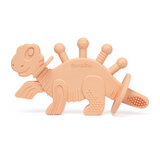 Dibly - Pink - Baltic Amber & Natural Rubber Dinosaur Teether with Toothbrush Tail - Aaria Tees Aaria Tees