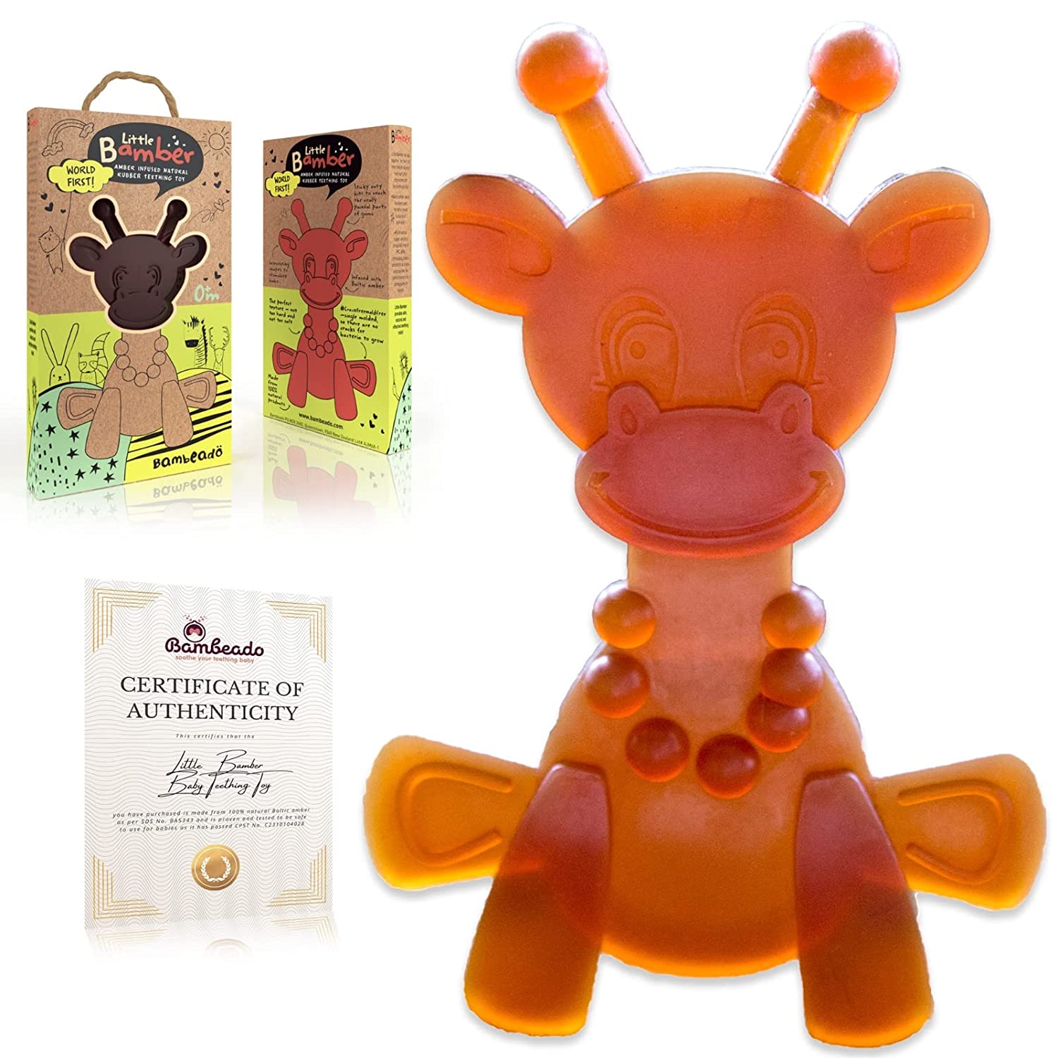 The Little Bamber - Natural Rubber & Baltic Amber Teething Toy - Aaria Tees Aaria Tees
