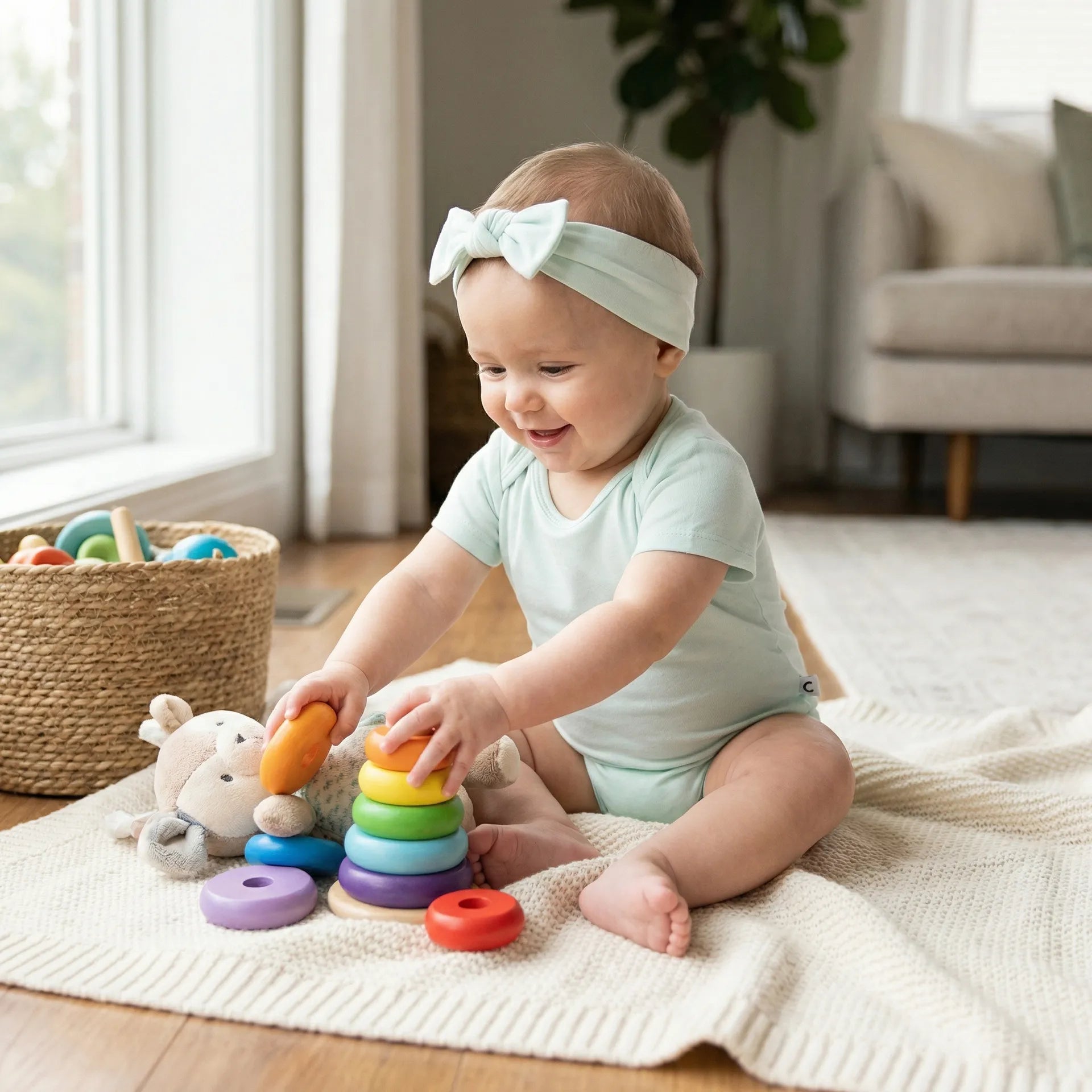 Bamboo Baby Bodysuit in Mint - Aaria Tees Aaria Tees