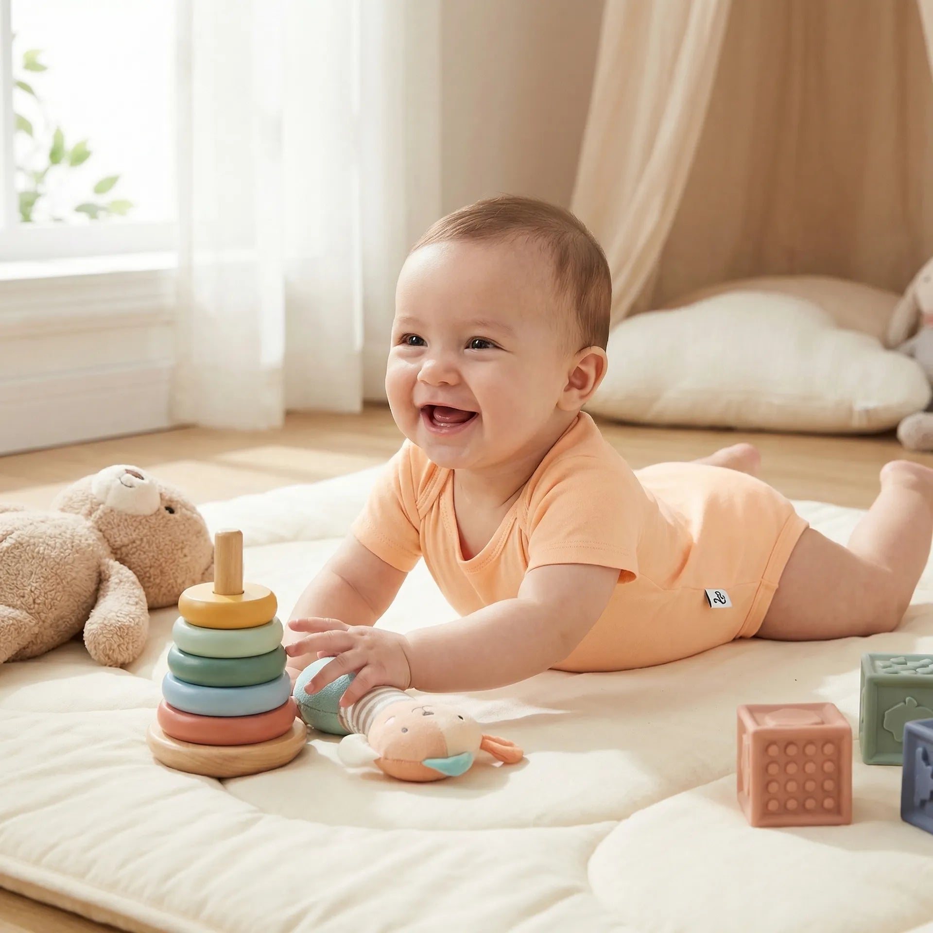 Bamboo Baby Bodysuit in Peach Fuzz - Aaria Tees Aaria Tees