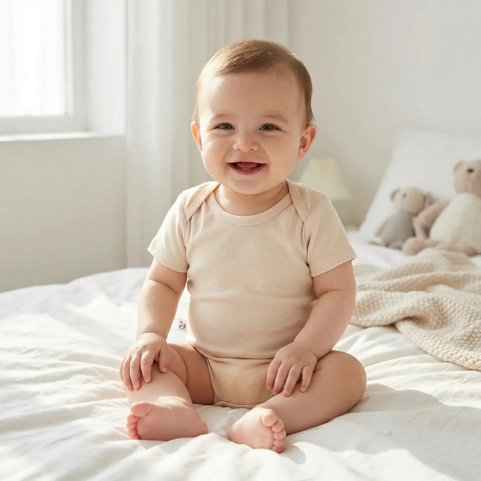 Bamboo Baby Bodysuit in Sand - Aaria Tees Aaria Tees
