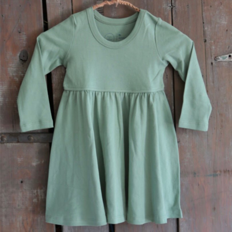 long sleeve twirl dress | Basil Green - Aaria Tees Aaria Tees