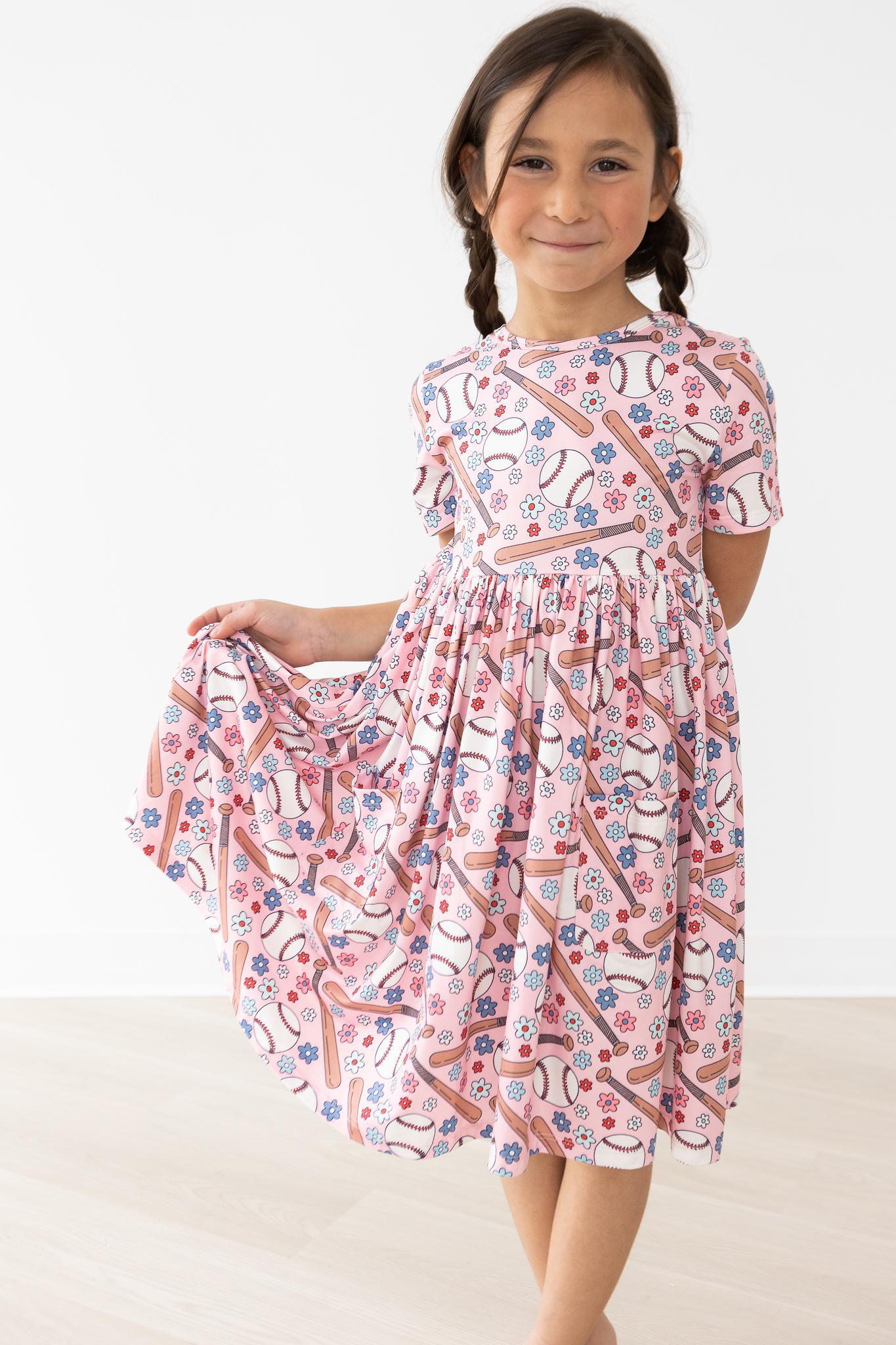 Batter Up S/S Pocket Twirl Dress - Aaria Tees Aaria Tees