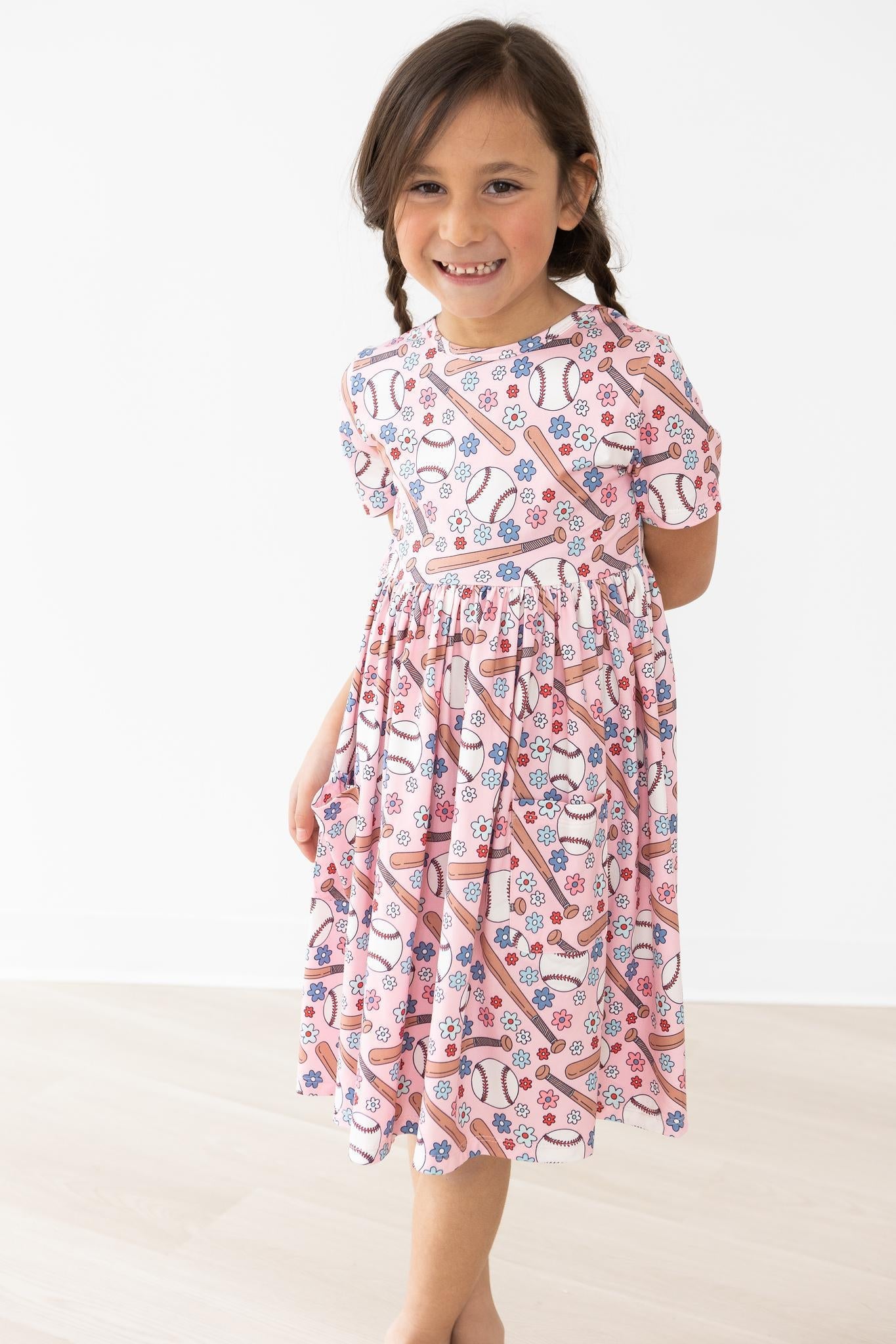 Batter Up S/S Pocket Twirl Dress - Aaria Tees Aaria Tees