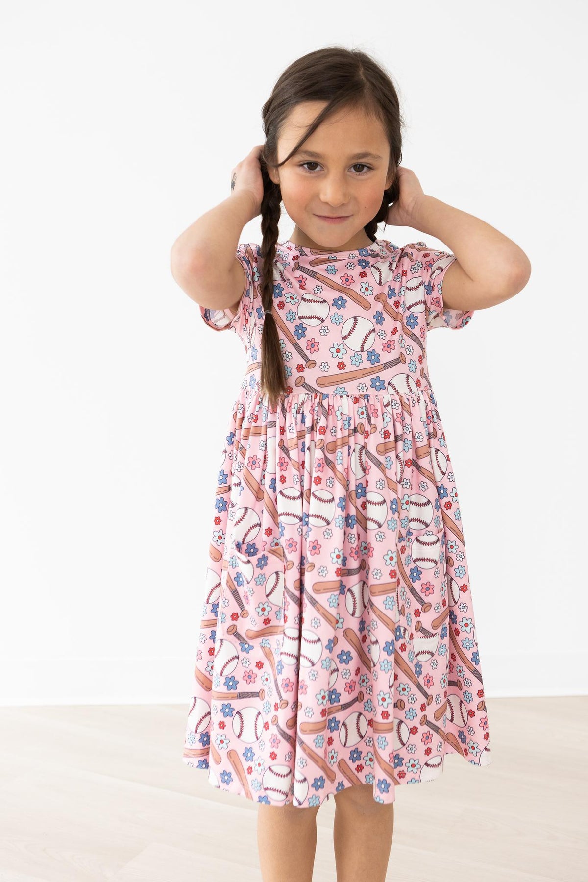 Batter Up S/S Pocket Twirl Dress - Aaria Tees