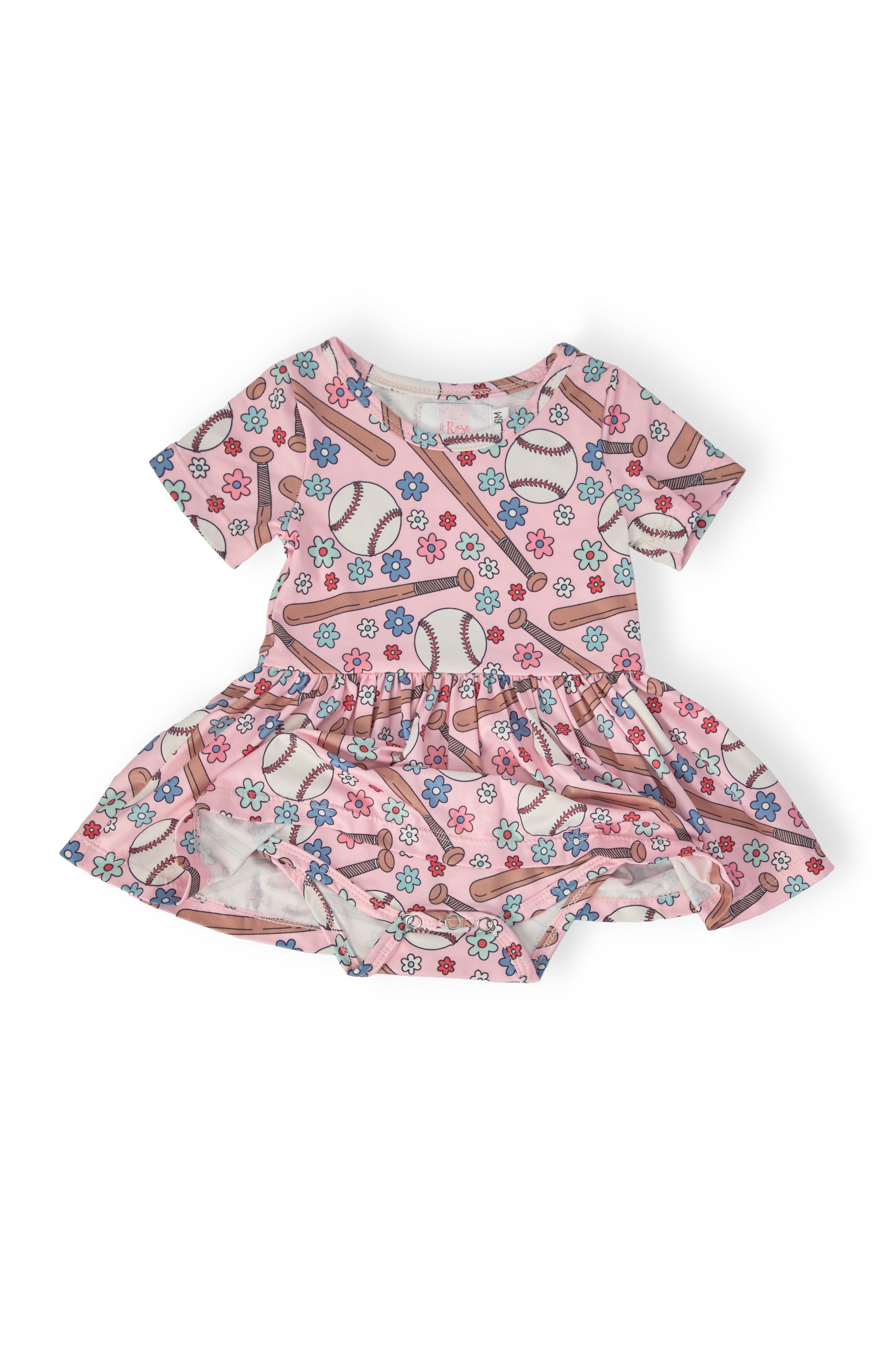 Batter Up S/S Twirl Bodysuit - Aaria Tees Aaria Tees
