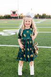 Baylor Green Bear 3/4 Sleeve Pocket Twirl Dress - Aaria Tees Aaria Tees