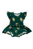 Baylor Green Bear Flutter Twirl Bodysuit - Aaria Tees Aaria Tees