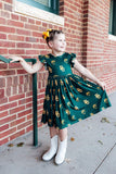 Baylor Green Bear Flutter Twirl Dress - Aaria Tees Aaria Tees