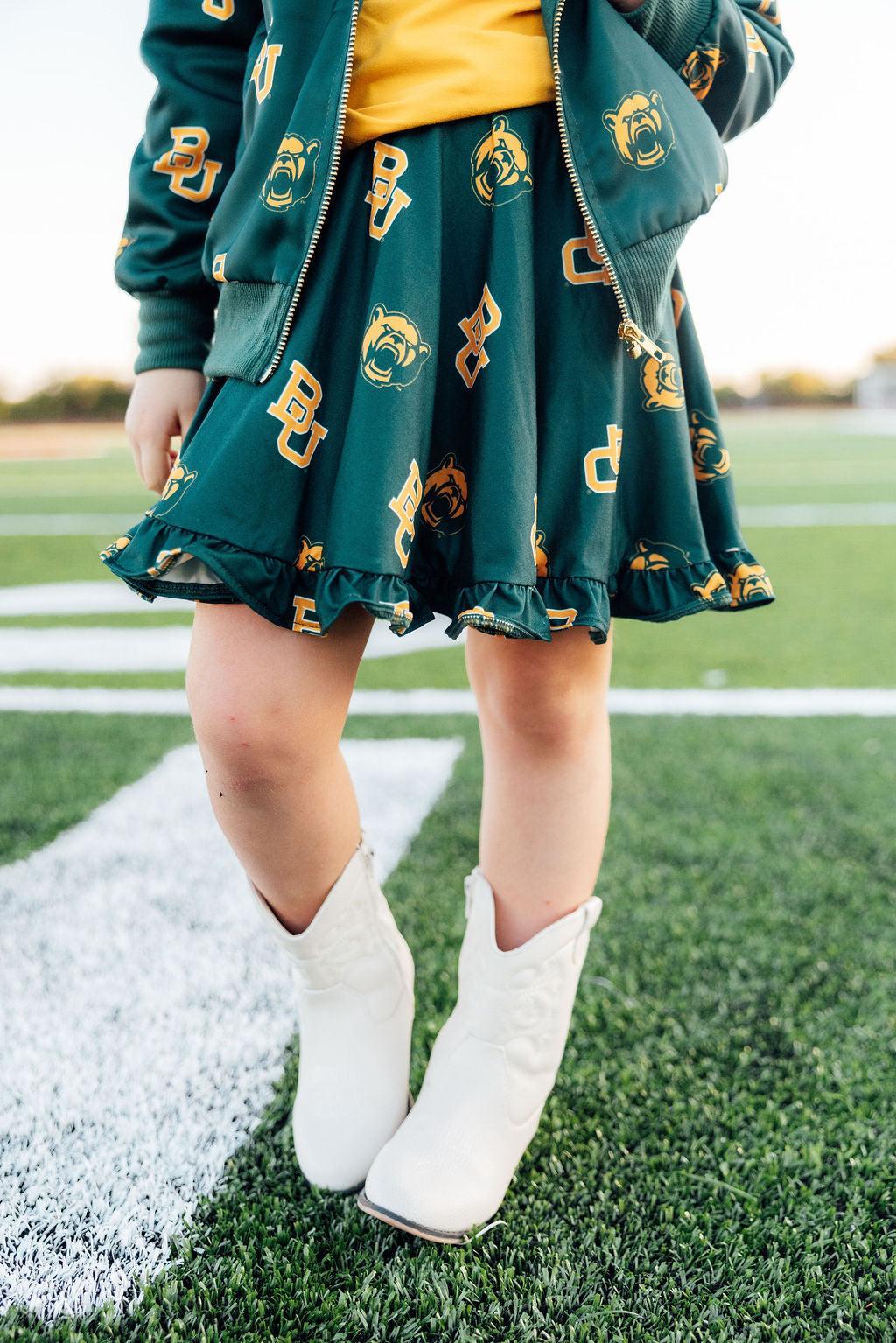 Baylor Green Bear Ruffle Twirl Skort - Aaria Tees Aaria Tees