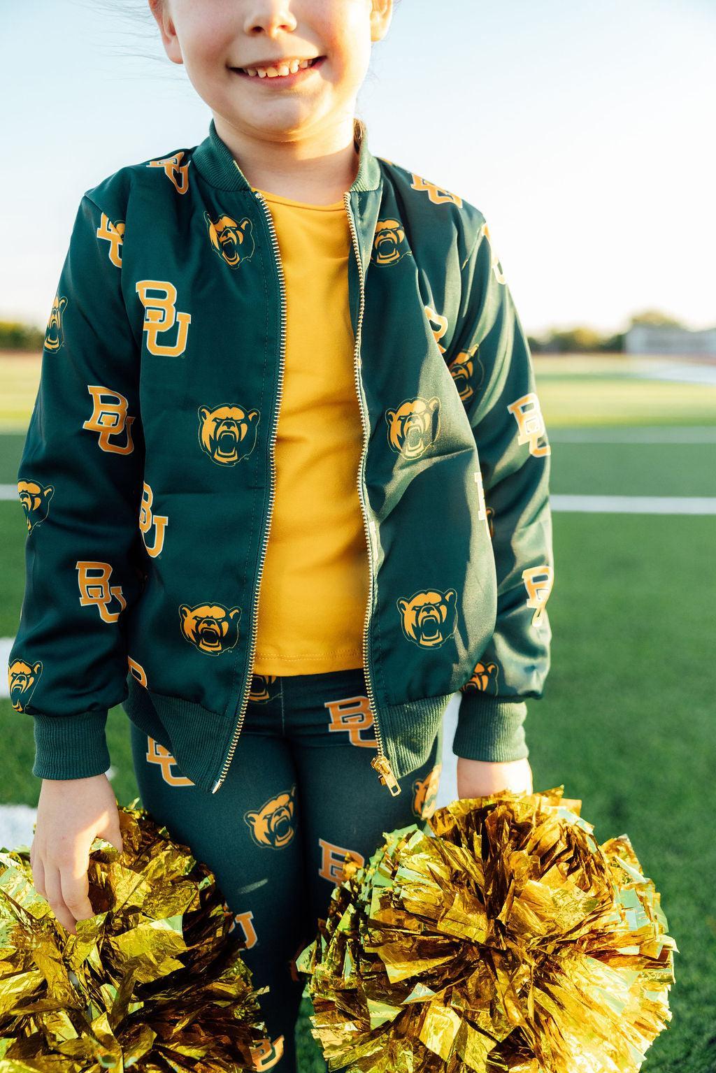 Baylor Green Bear Satin Jacket - Aaria Tees